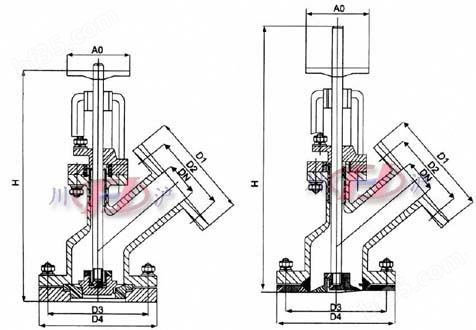 FL941F电动放料阀（上展式、下展式） 结构尺寸图