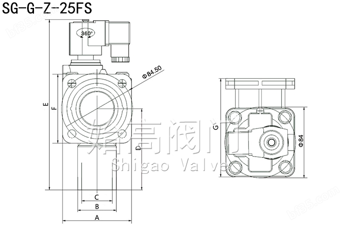 SG-G-Z-25FS高原型直角法兰脉冲阀尺寸