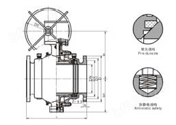 Q47F型固定式手动球阀150(Lb)～1500(Lb)外形尺寸